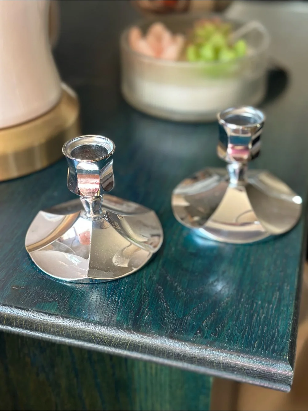Vintage Silver Tone Pair of Candle Holders